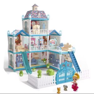 modern princess castle villa doll house – 115 piece set