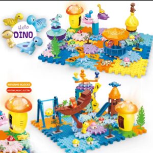 dinosaur gear building set – 37 pcs electric rotating toy