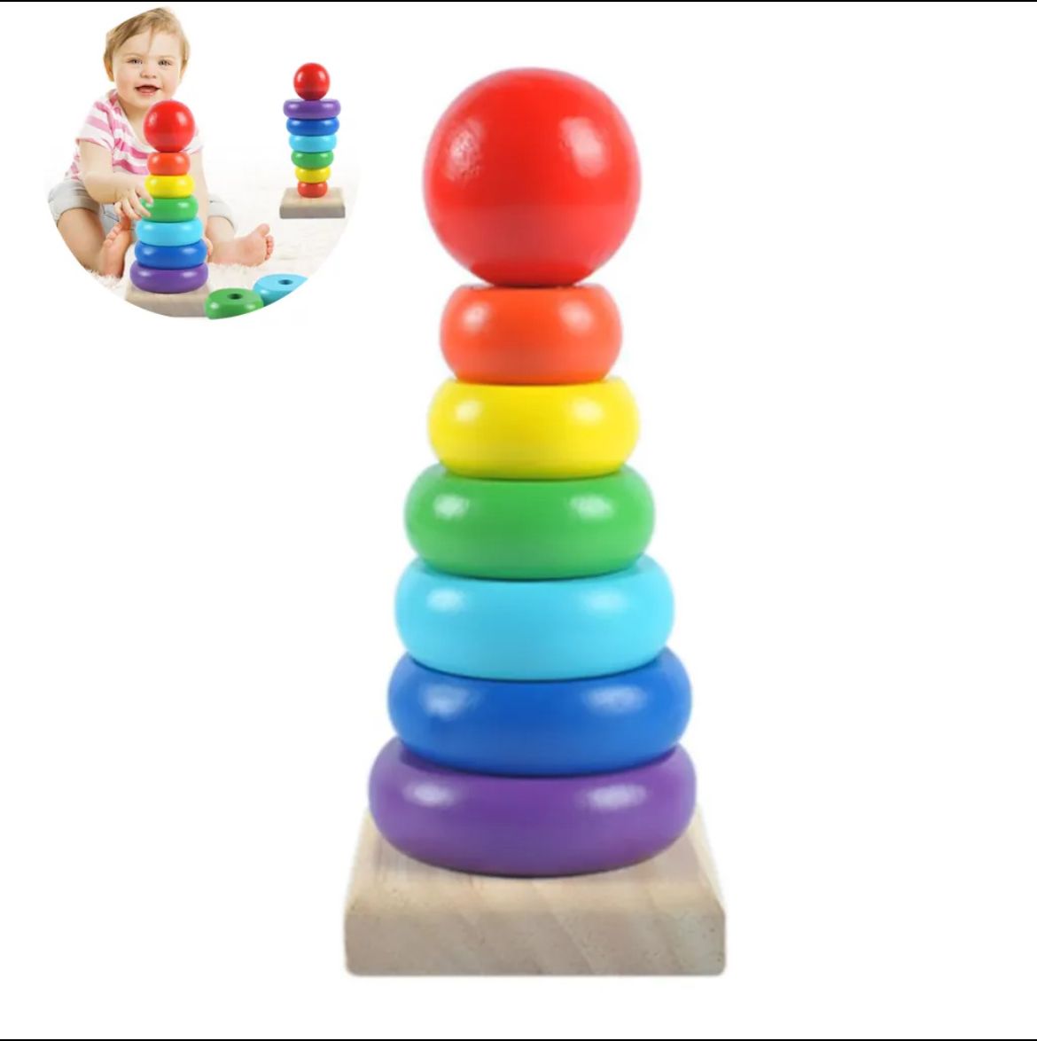 educational rainbow wooden stacking ring tower educational rainbow wooden stacking ring tower