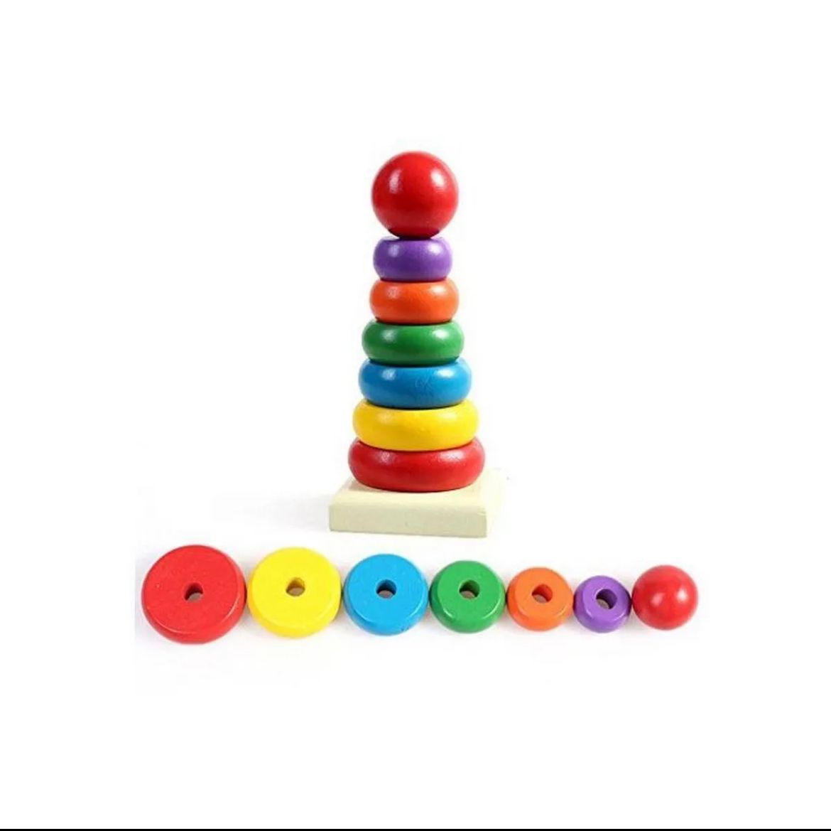 educational rainbow wooden stacking ring tower educational rainbow wooden stacking ring tower